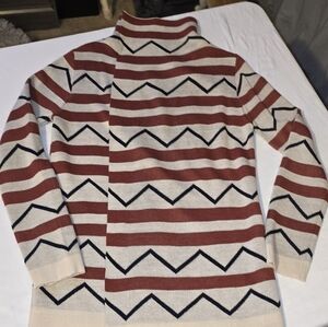 Charlotte Russe Red and Cream Turtleneck Sweater